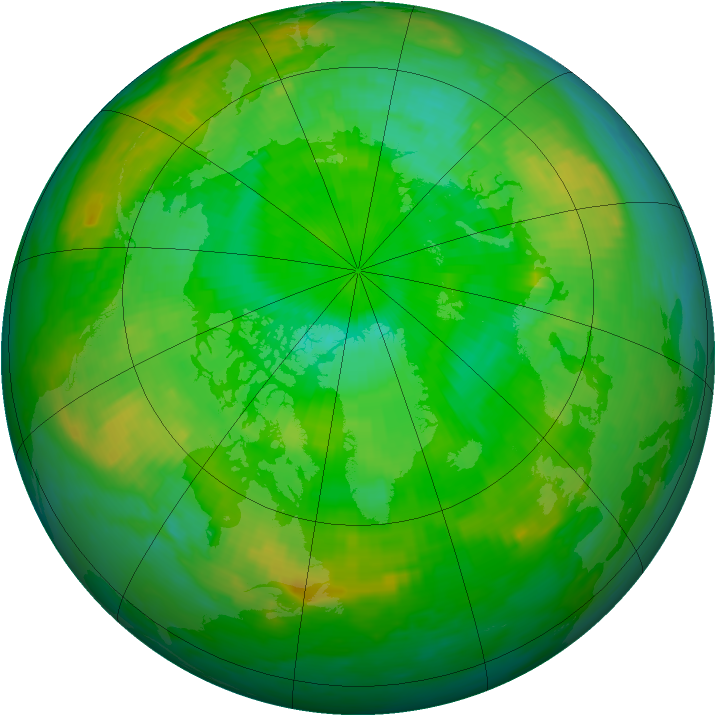Arctic ozone map for 05 July 1986